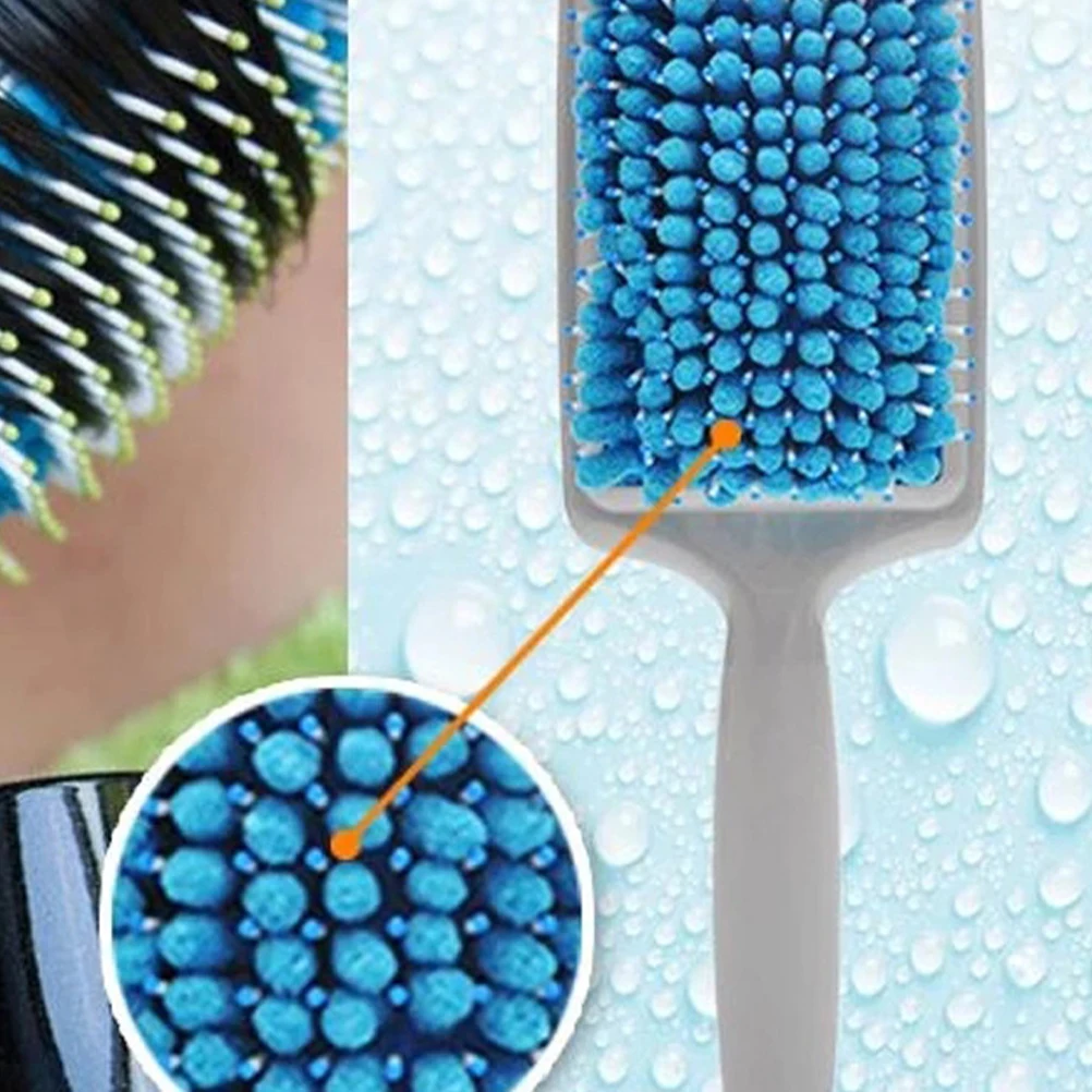 Peine de pelo seco, cepillo de paleta húmeda para mujer, desenredante de secado, cerdas de microfibra absorbentes onduladas rizadas, mango ergonómico, agarre texturizado