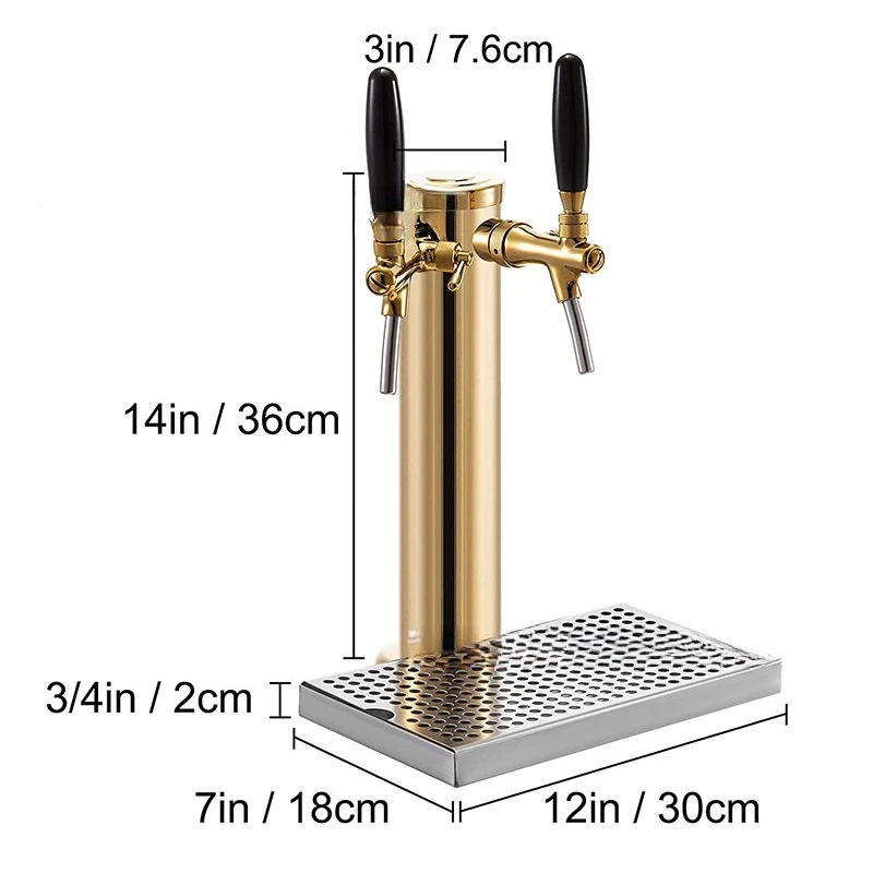 Golden beer wine column, wine tower, with adjustable faucet drip tray 1 hole 2 holes 3 holes, full set