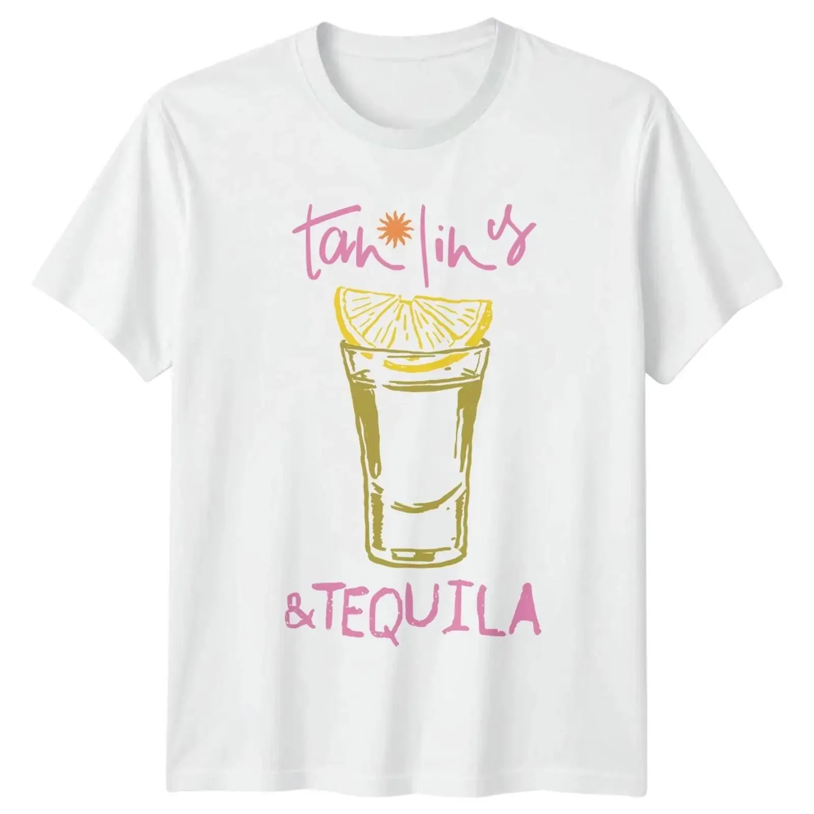Hellbraune Linien und Tequila Damen T Shirt Sommer Trinken Strand Urlaub Geschenk für sie vintage Washed Breathable