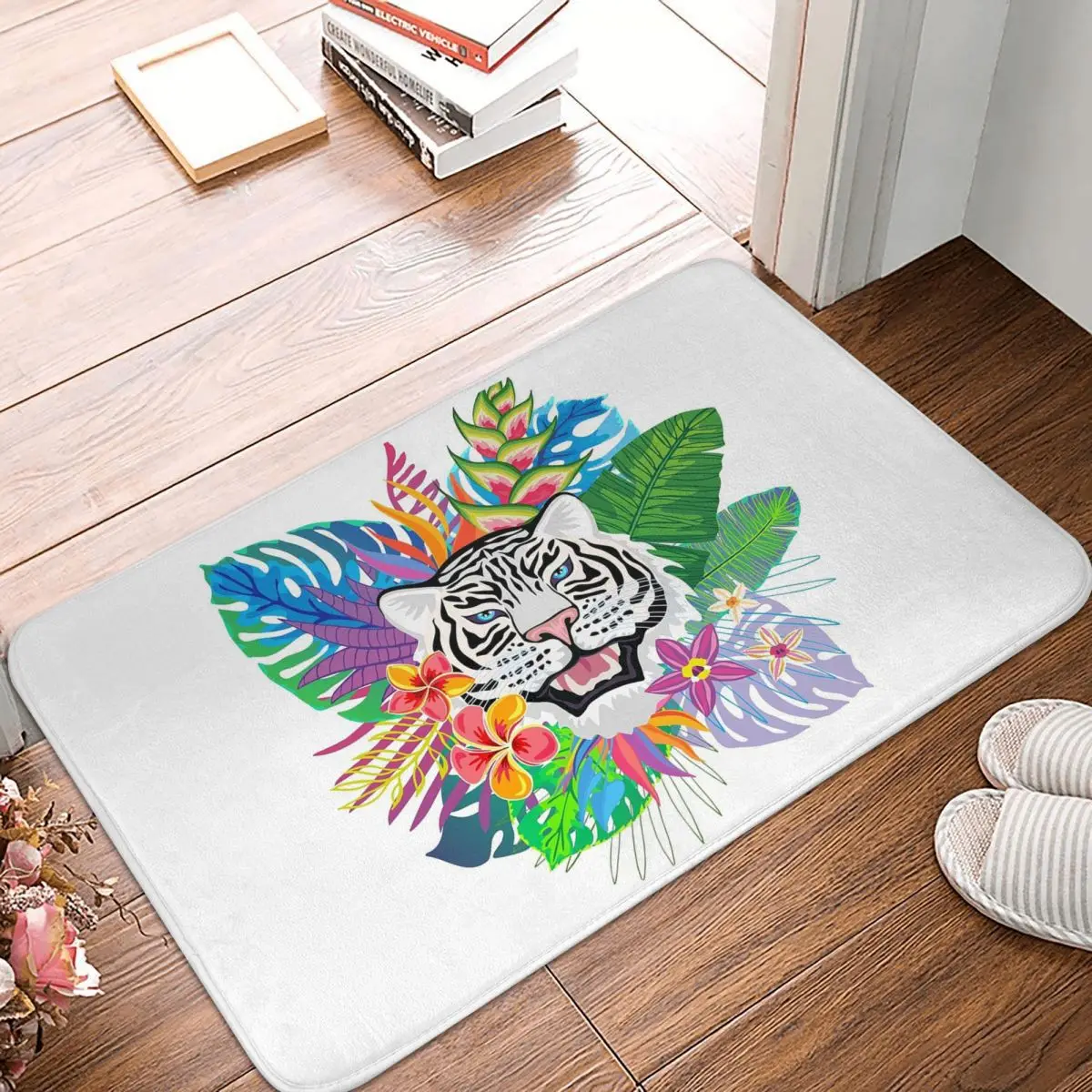 Tiger In Tropical Seamless Patterns VIII Non-slip Doormat Floor Mat Carpet Rug for Kitchen Entrance Home Bedroom Footpad Mats