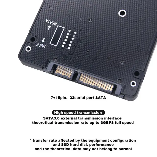 M.2 Converting Solid-state SSD to Sata3 External Hard Disk Box Ngff Msata to Serial Port Conversion Card Dual-use Two-in-One 4 M.2 NGFF / mSATA SSD to SATA III Converter Enclosure – Dual-Protocol Adapter Box – view 4