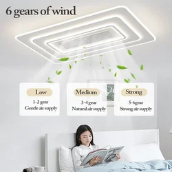 NewModern Full Spectrum Bladeless Ceiling Fan Lamps Dimmable With Remote Control 6 Gears Indoor LED Lighting Bedroom Living Room