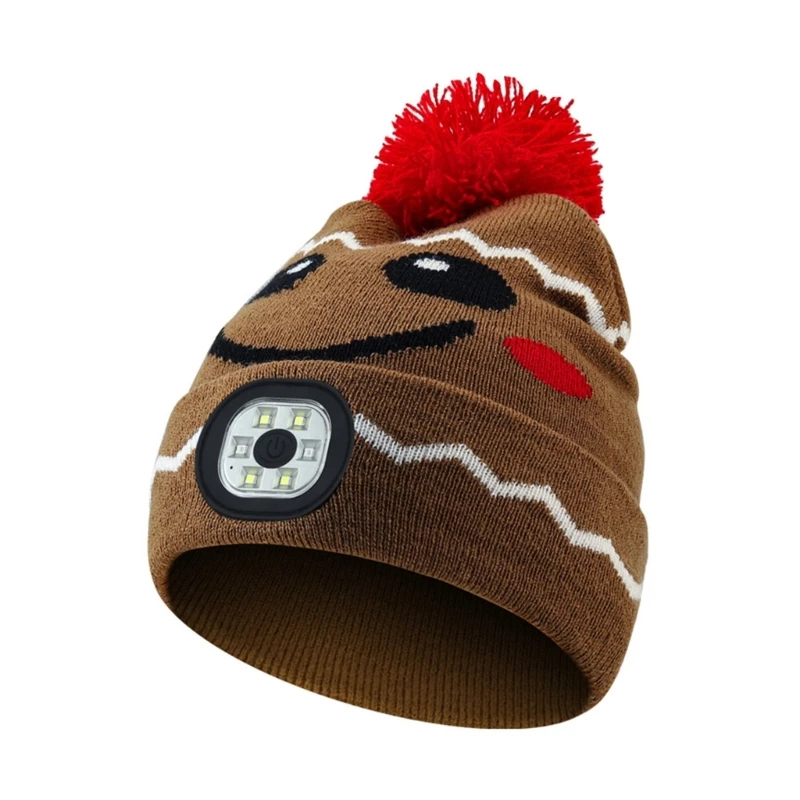 Upgraded LED Lighted Beanie Hat Rechargeable for Children, Adjustable Brightness Headlamp Winter Knit Hat