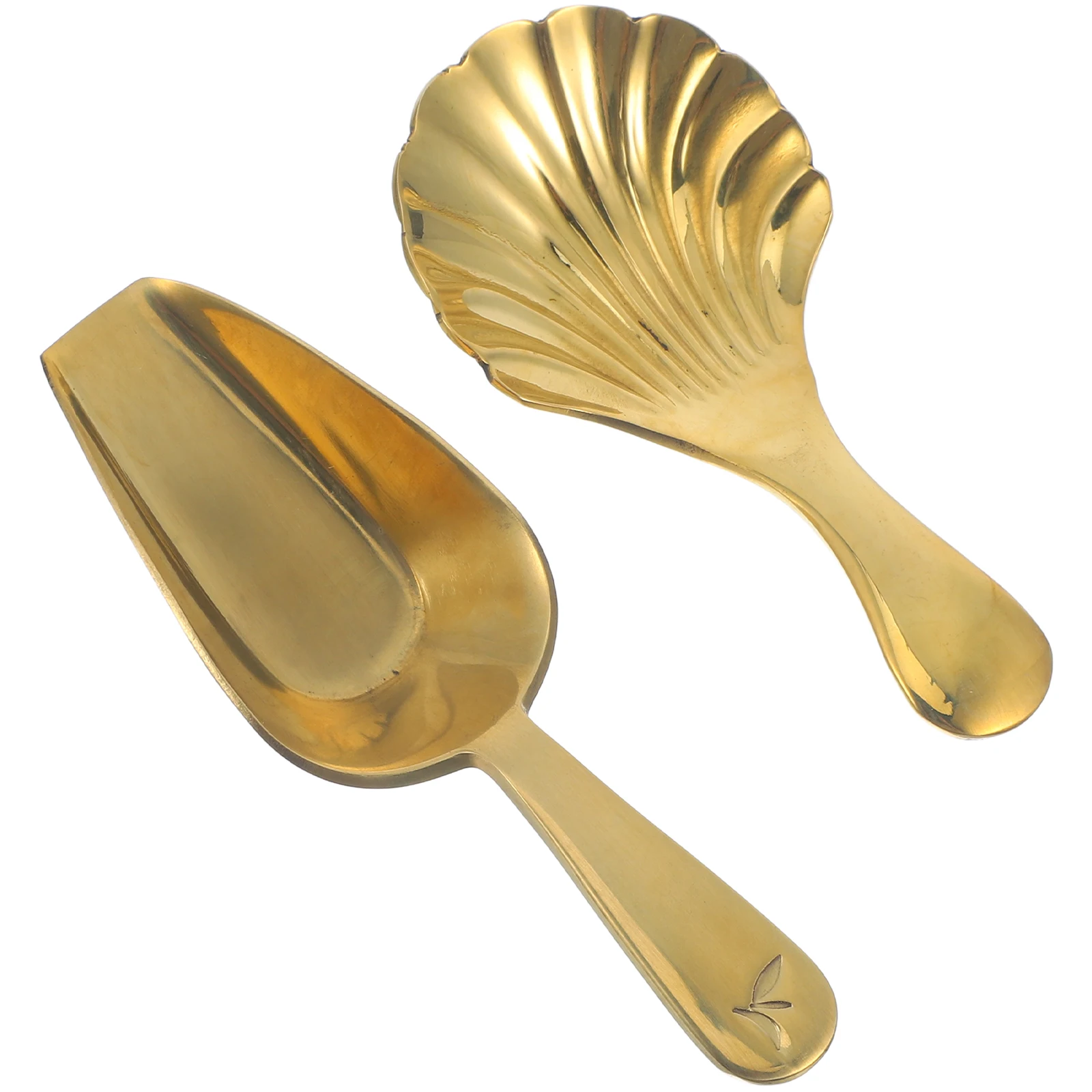 

2pcs Leaf Spoon Mini Scoop Brass Short Handle Small Multi-function Coffee Tea Accessories Kitchen Gadgets Practical Gift Idea