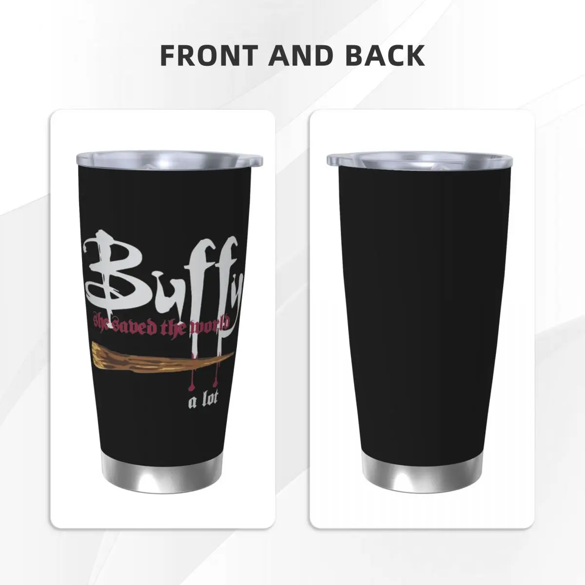 Horror Buffy The Vampire Slayer Insulated Tumbler with Straws Stainless Steel Coffee Mugs Double Wall Car Bottle Cup, 20oz