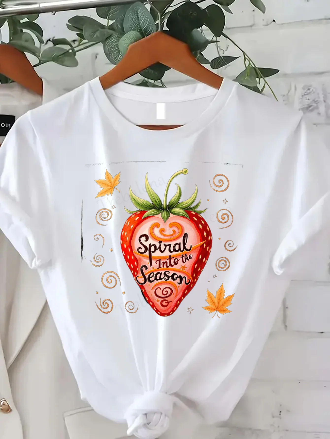Comfortable Women's Print T-shirt "Spiral Into the Season Strawberry Heart T-Shirt for Women"