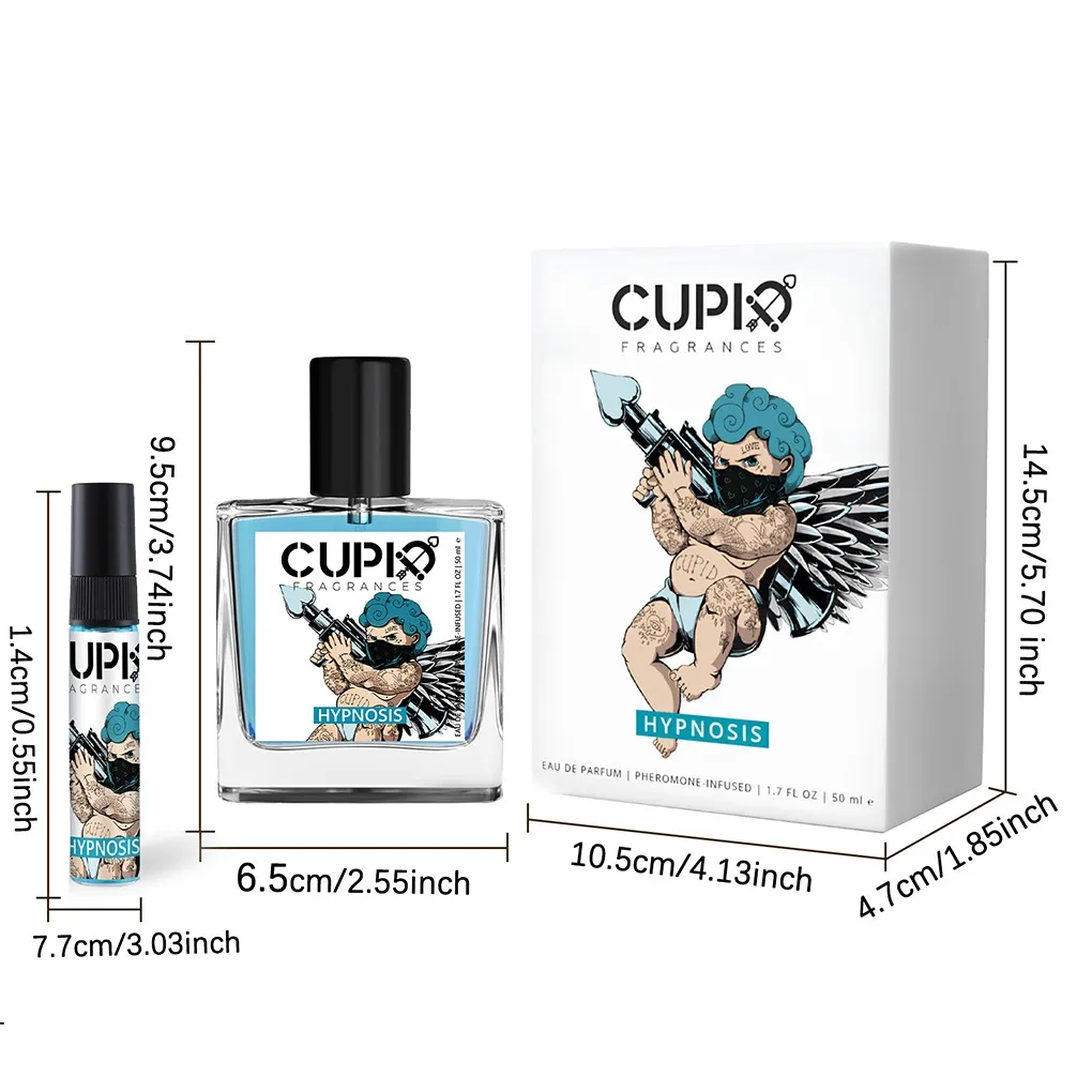 CUPID 50ML Blue Glass Bottle Men\'s 2 in 1 Cologne Luxurious Scent for the Modern Gentleman Comes with two portable perfumes