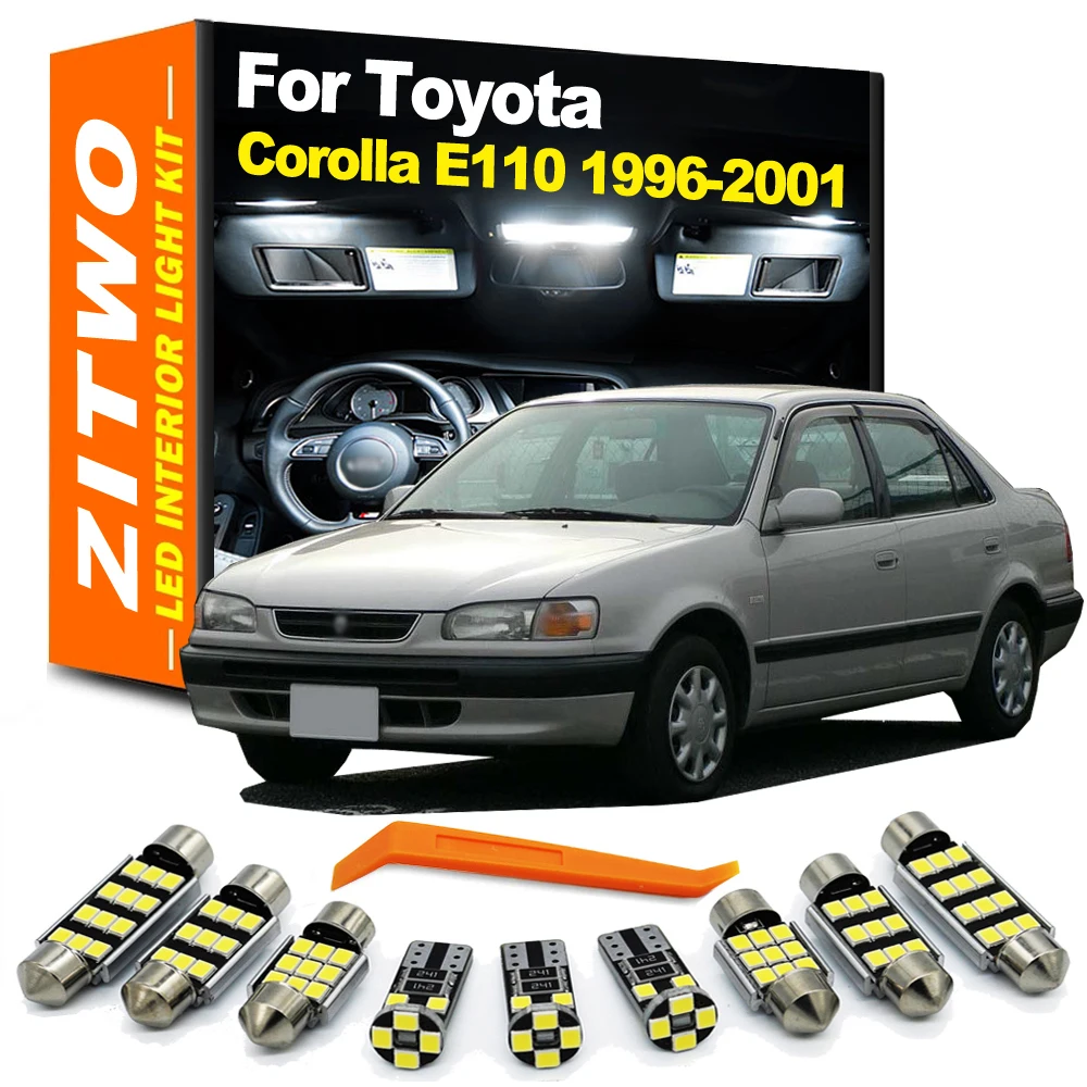 ZITWO 9Pcs LED Interior Map Reading Light Kit For Toyota Corolla AE110 E110 E11 1996 1997 1998 1999 2000 2001 License Plate Lamp