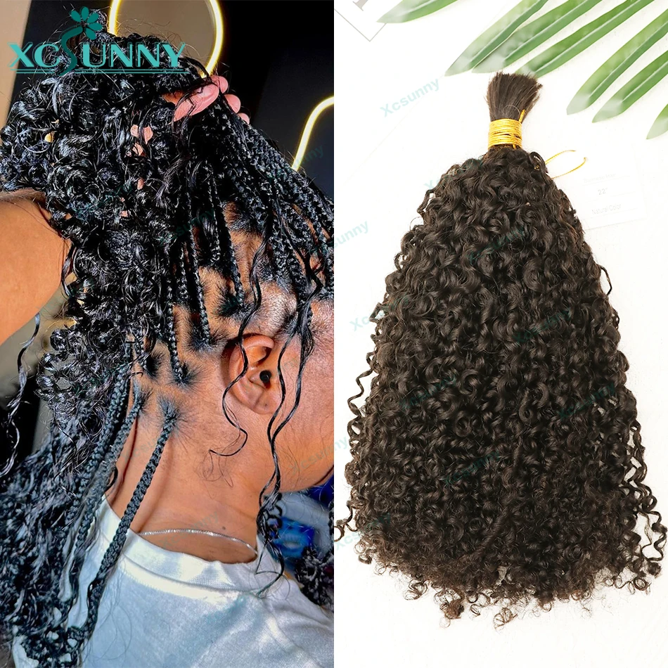 Kinky Curly Vlechten Haar Human Hair Extensions Dubbel Getekend Bulk Menselijk Haar Kinky Curly Voor Vlechten Bundels Boho Vlechten