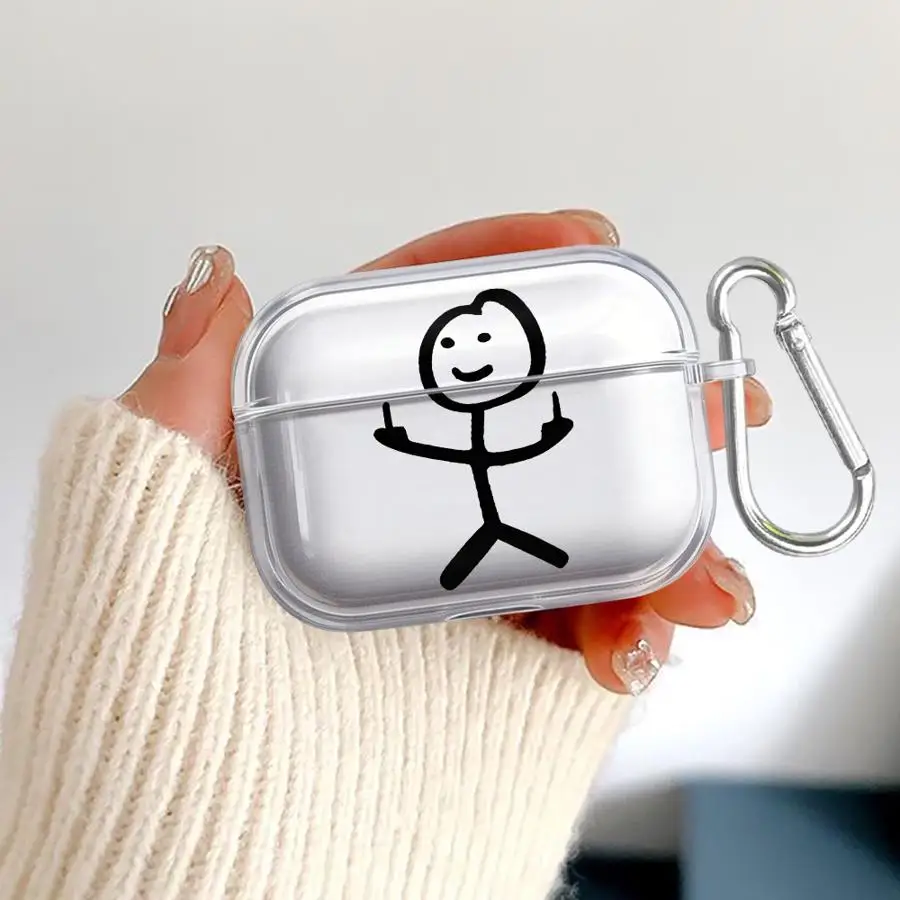 Case For Airpods Pro3 2 3 4 Pro Pro2 1 Clear Earphone Cases Cover Abstract Stick Figure
