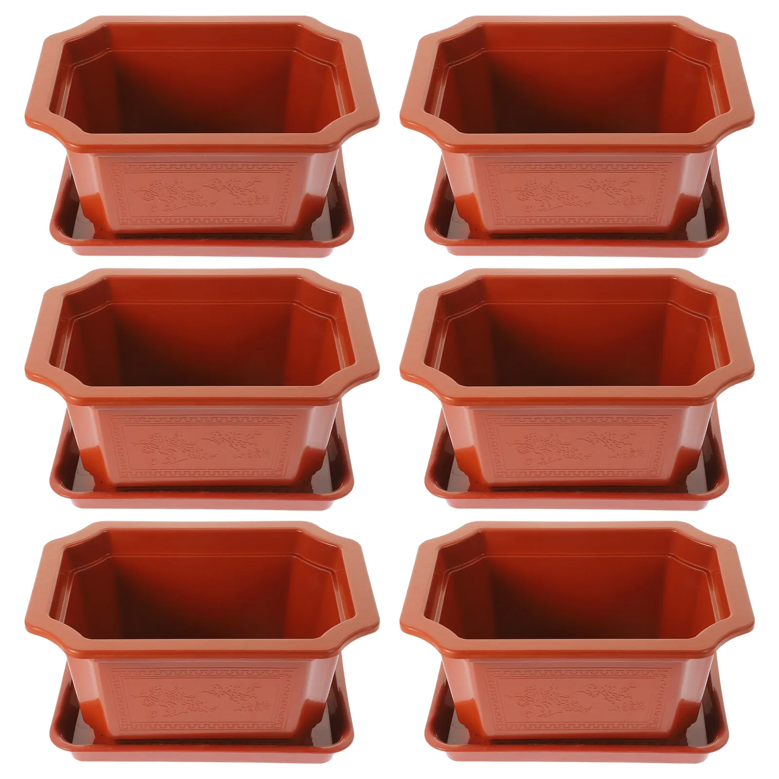 

6Sets Plastic Succulents Pots Plastic Planter Pots with Saucer Indoor Plant Pot for Succulent Cactus Small Plants Garden