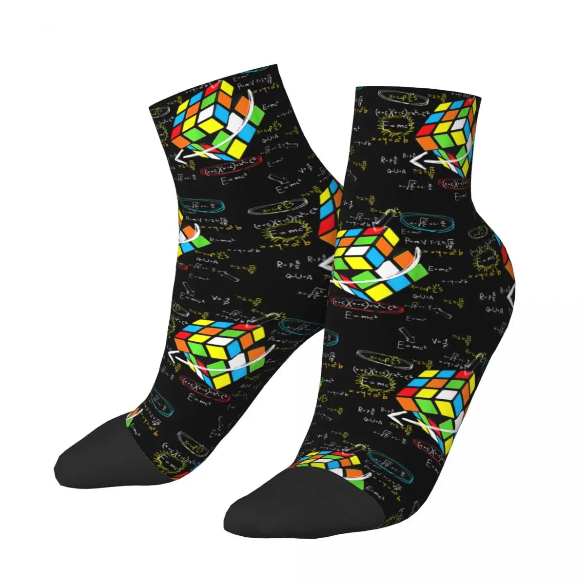 Fashion Men's Math Rubik Rubix Cube Caps Dress Socks Unisex Comfortable Warm 3D Printed Crew Socks