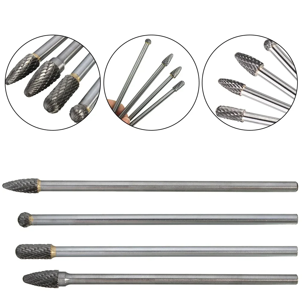 4pcs Aluminum Cylinder Head Porting Tungsten Carbide Porting Polishing Tool For Cutting Stainless Steel Copper Power Tools