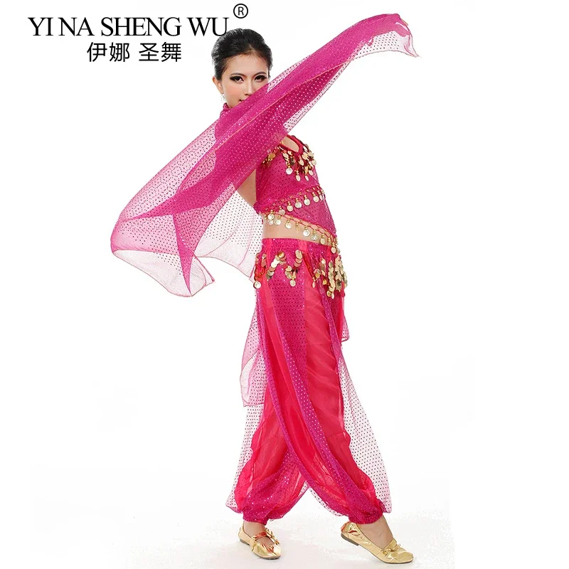 Trajes de dança do ventre para mulheres, performance de dança, competição de bollywood, conjunto de 3 peças, lantejoulas sexy, índia, flamenco, dança oriental
