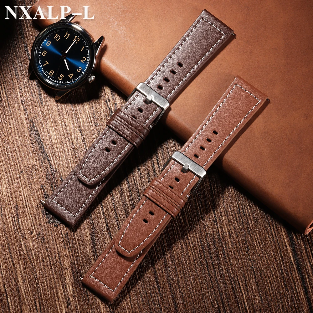 حزام ساعة جلد 20 مللي متر 22 مللي متر لأوميغا ل Seiko الإفراج السريع حزام الساعات لهواوي GT3 GT4 معصمه سوار الأعمال للرجال