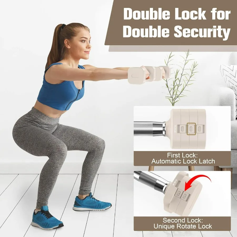 مجموعة دمبل قابلة للتعديل 22 رطل، دمبل وزن قابل للتعديل مع 4 مستويات 4.4 رطل، 6.6 رطل، 8.8 رطل، 11 رطل، مجموعات أوزان يدوية للنساء #3