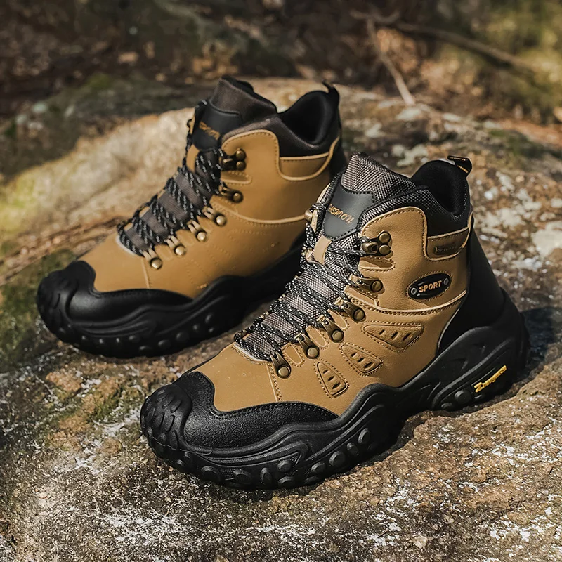 Men's Fashionable, Comfortable, Versatile High-Top Large-Size Outdoor Adventure Hiking Boots, Suitable for Outdoor Hiking, Mountain Climbing, and Travel Wear, Birthday Gift, Christmas Gift
