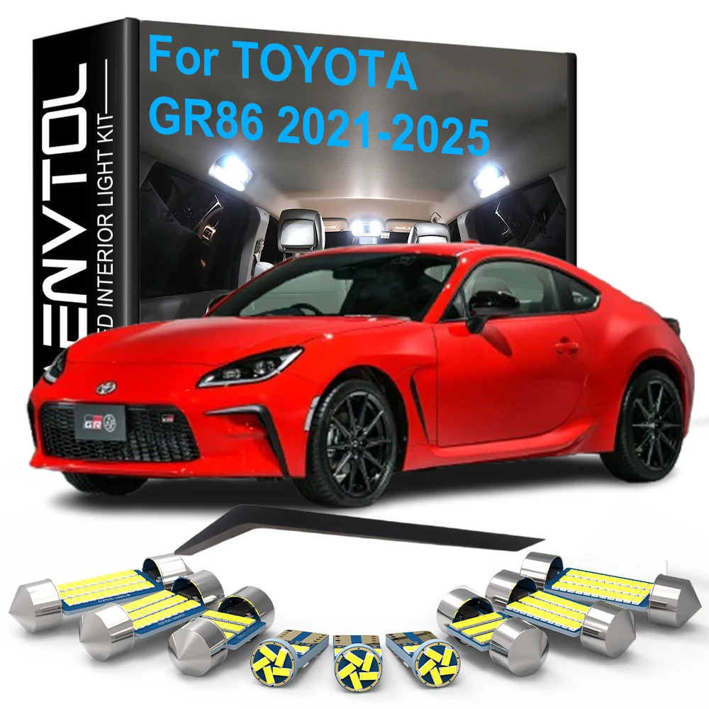 10-teiliges LED-Innenbeleuchtungsset mit Canbus für Toyota GR86 2021 2022 2023 2024 2025 Fahrzeug-Deckenleuchten, Leseleuchten, Türleuchten, Kennzeichenleuchten