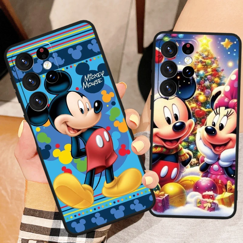 Disney Art Mickey Graffiti For Samsung Galaxy S24 S23 S22 S21 S20 FE S10 Ultra Plus Shockproof Soft TPU Black Phone Case