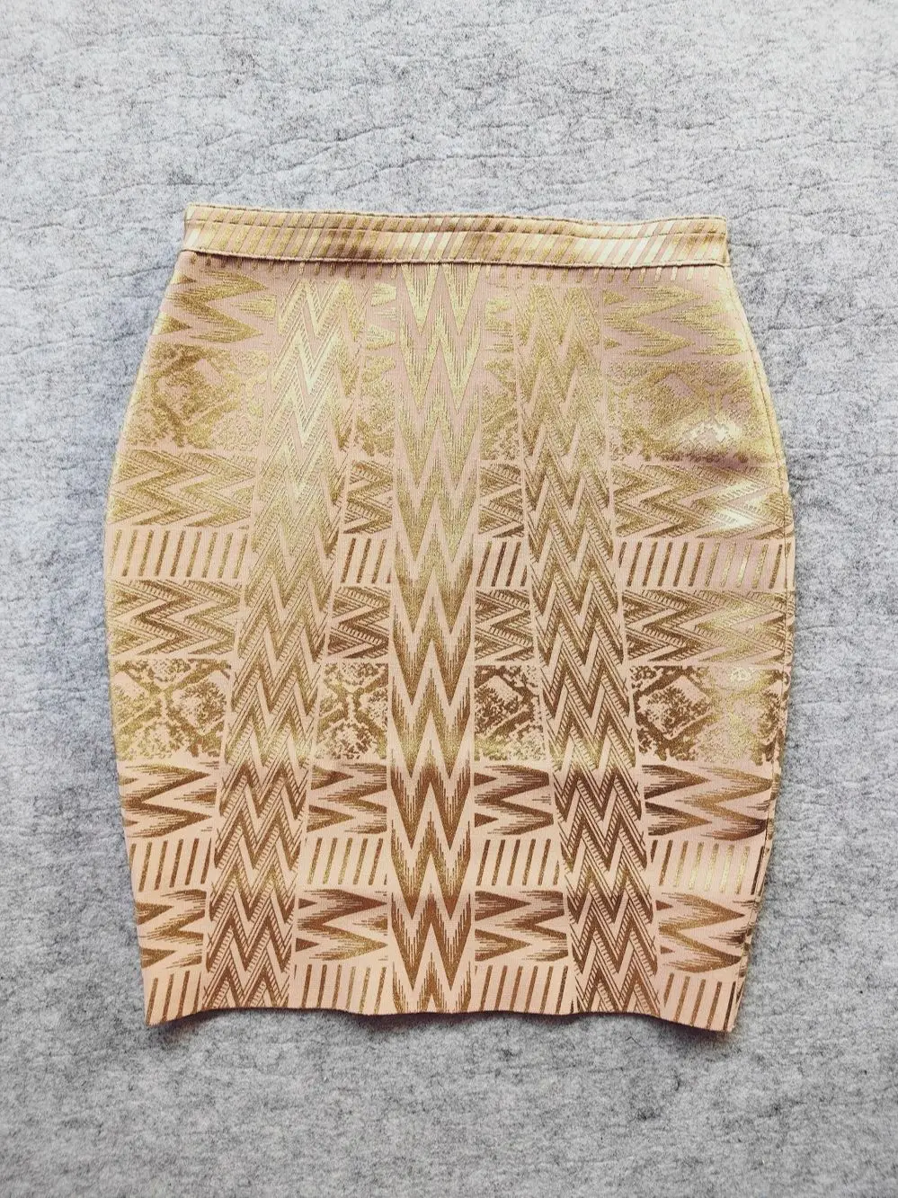 Rok Pensil Kantor Pinggang Tinggi Berkualitas Rok Mini Metalik Emas Rok Pesta Klub Maxi Bodycon Perban Maxi Cetak