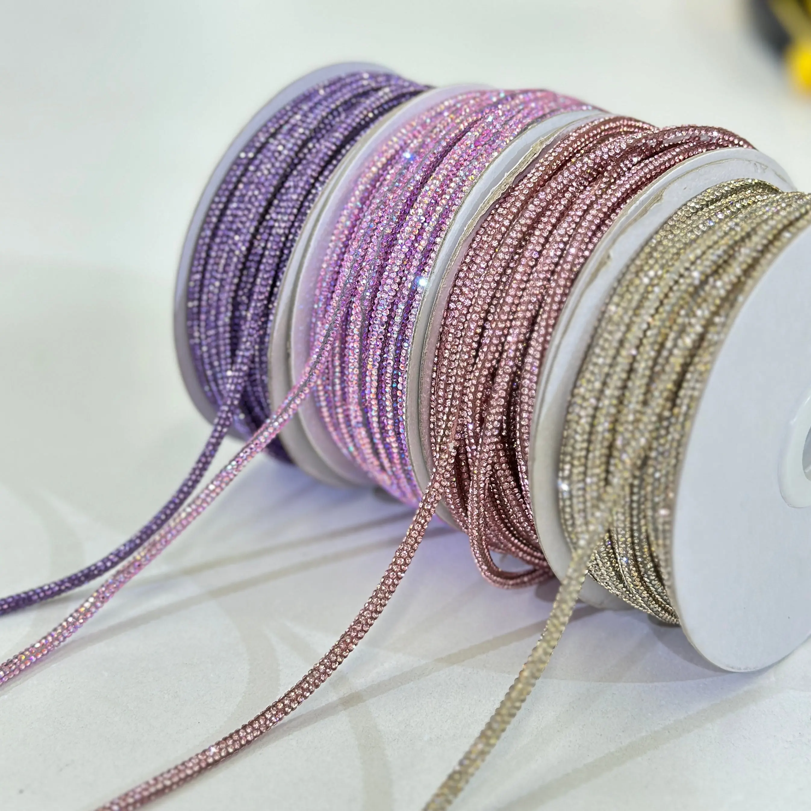 4/6mm Rhinestone Cord 10-50 Yards for DIY Clothing Shoes Hats Bags Wedding Party Decorations Rhinestone Rope and String