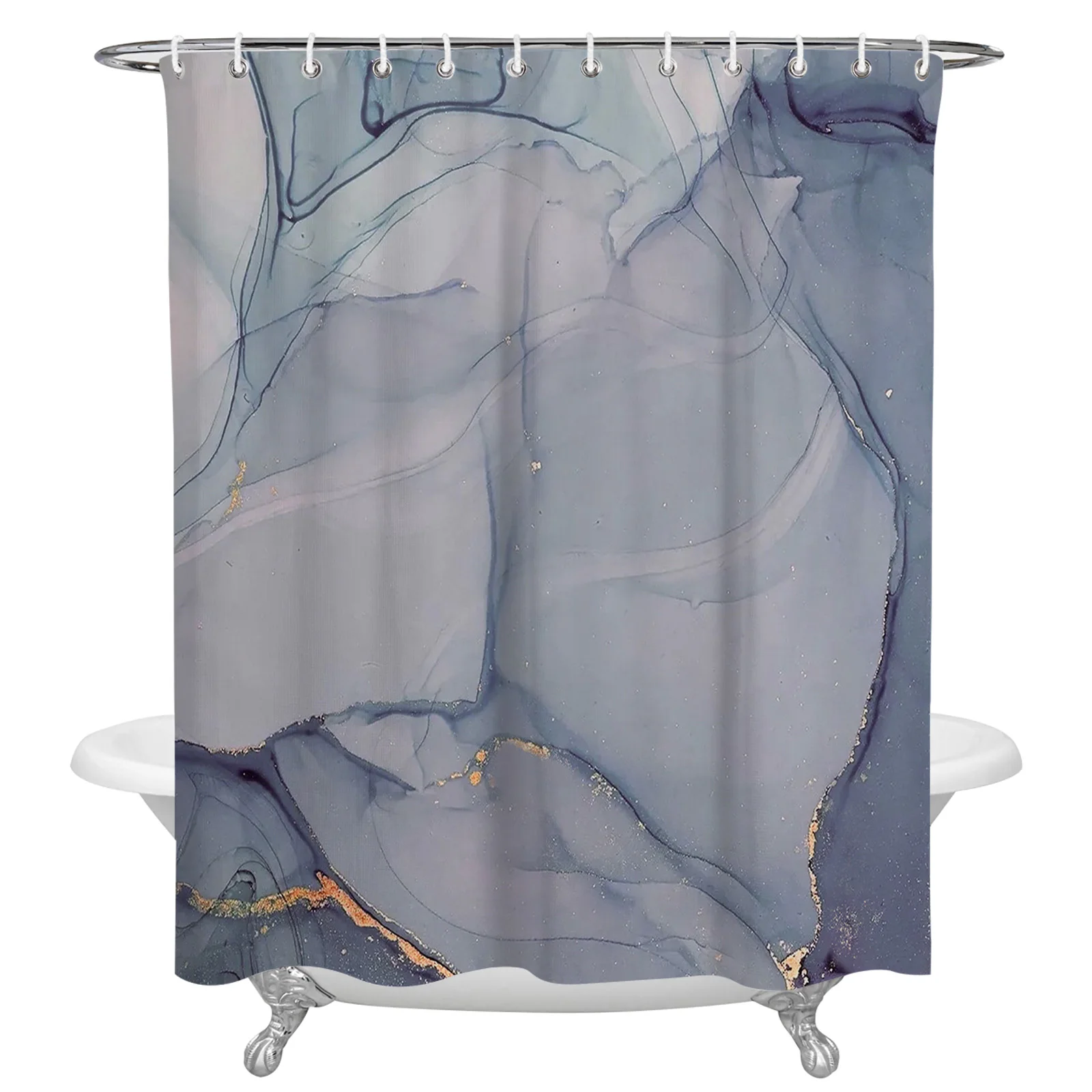 Marble Texture Waterproof Bathroom Decoration Shower Curtain With Hook Printed Bathtub Curtains Bathroom Accessories