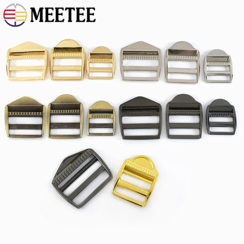 2/4Pcs Meetee 20/25/31/38mm Metal Backpack Adjust Buckle Clothing Webbbing Slider Tri-Glide Clasp Bag Strap Belt Decor Hook Ring