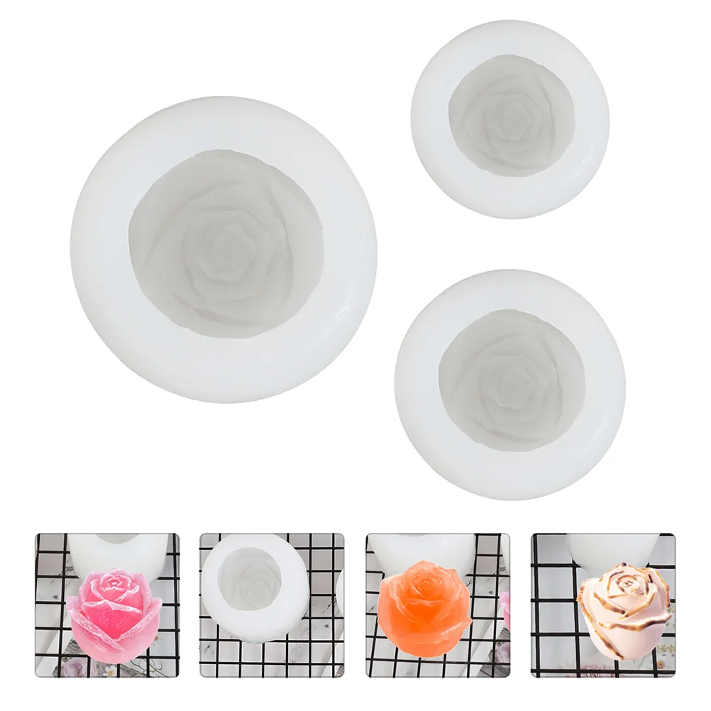 3 Pcs 3d Gummies Rose Mold Cake Pan Silicone Molds Chocolate Chips Cookies Silica Gel