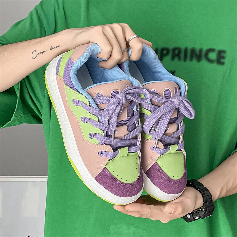 

​ 2025 Модные мужские туфли для скейтбординга — крутой уличный стиль, американский дизайн в стиле ретро, толстая подошва, повседневные и многофункциональные