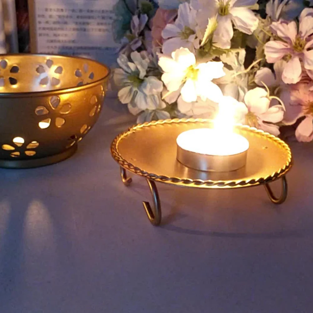 

2pcs Round Holders Iron Art Candlesticks Simple Stand For Home Decoration Desktop Ornaments Metal Candleholder