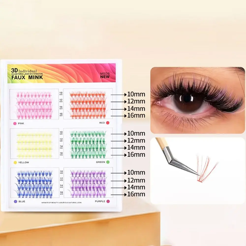

Fluffy 10-16mm Mix Colored Lashes Cluster Mink Lashes DIY False Lashes Long Lasting Makeup Eyelash Extensions Party