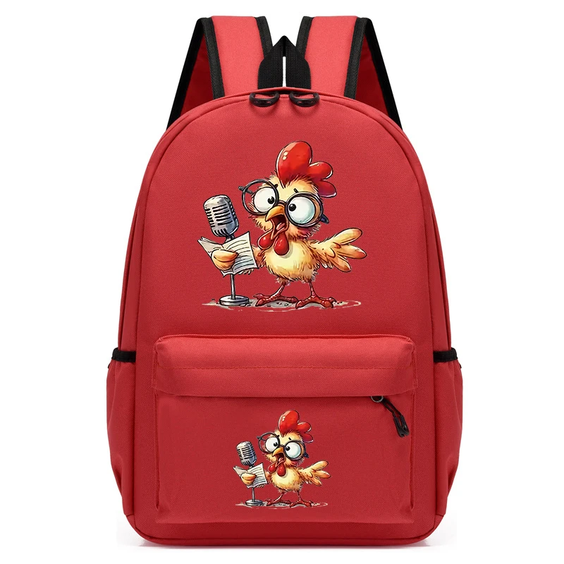 Mochilas escolares para niñas, bolsa de nailon con diseño de pollo y acuarela, para estudiantes, guardería