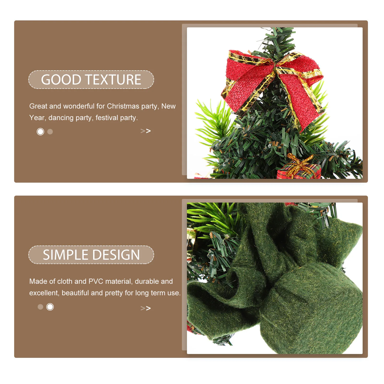 

Mini Decorative Christmas Tree Package 22cm Gold Red Linen Small Desktop nament Xmas Tree Adornment Cloth PVC Material Long Term