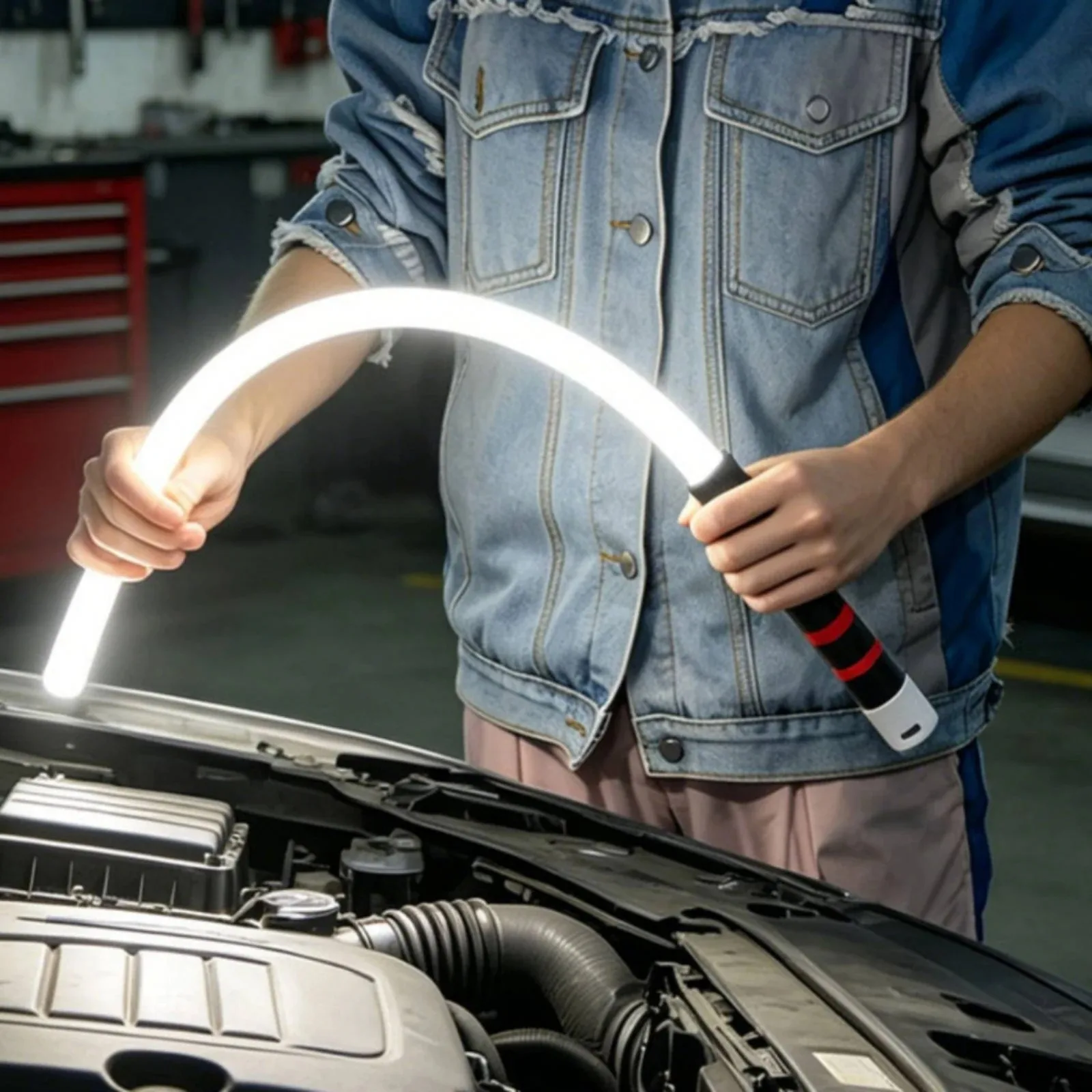 Rechargeable LED Work Light, Flexible Handheld Compact Flashlight for Mechanics Automotive Repair