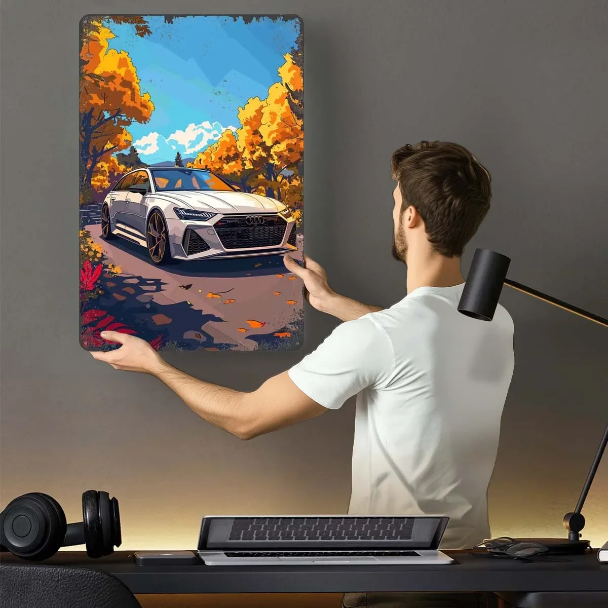 Audi RS6 Sunny Nature Art Tinplate Sign Cars Poster Wall Decor Living Room Decoration Man Home Decorations Art of Murals Bedroom