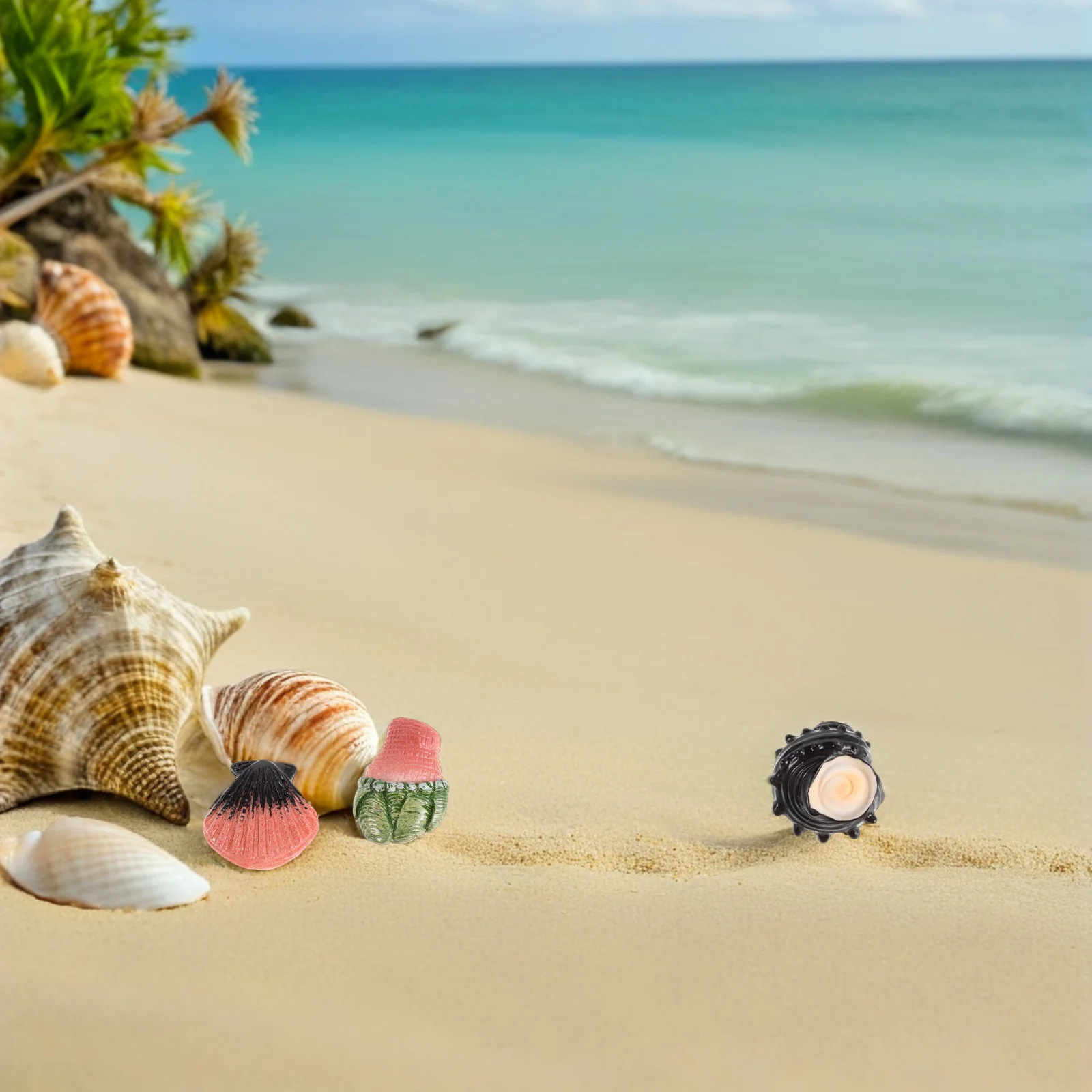 

6Pcs Mini Seashell Realistic Conch Resin Decor for Fairy Garden Succulent Planter Cake Toppers Moss Landscape Terrarium Ornament