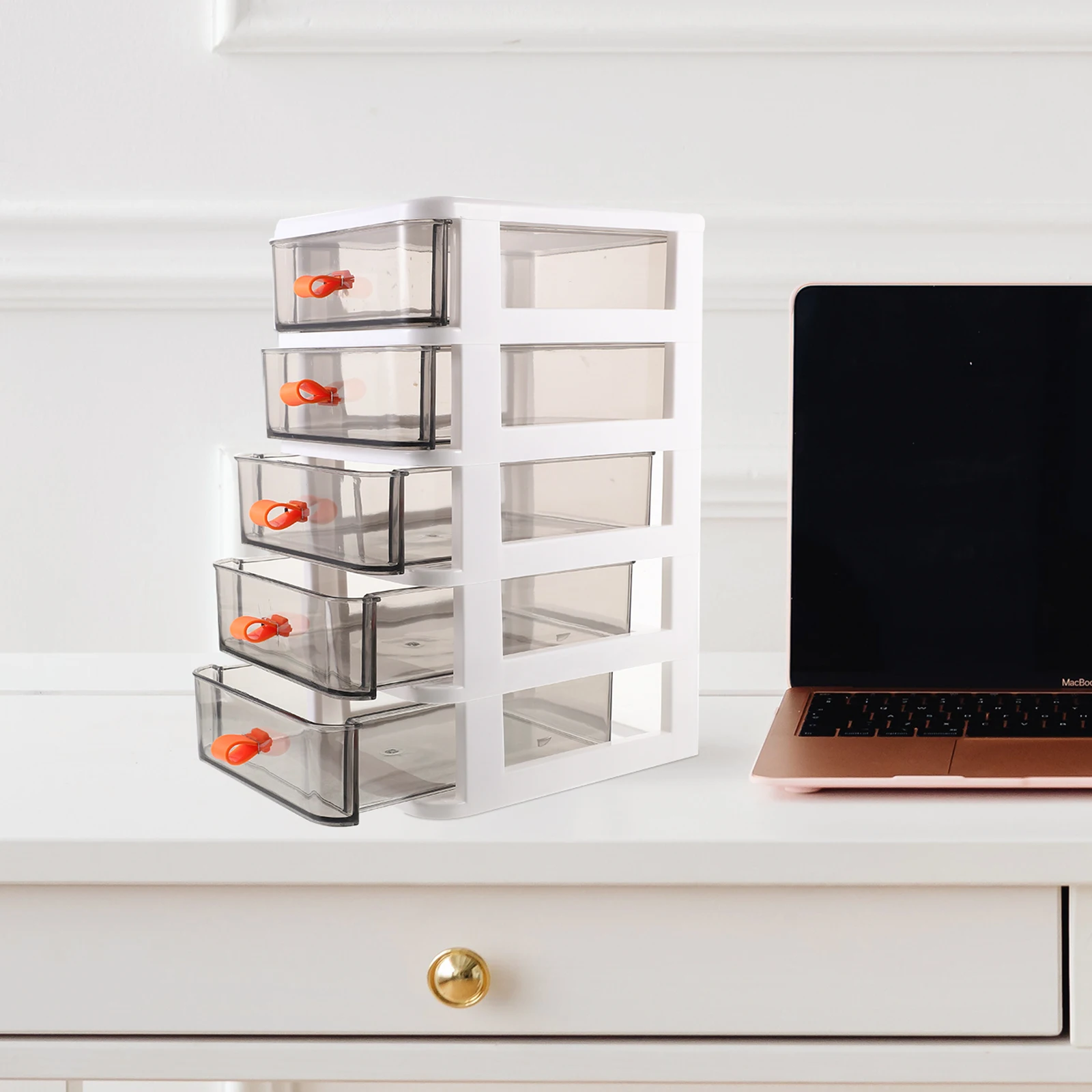Five Layer Storage Box Transparent Desk ganizer Drawers Plastic Shelving Unit Table Makeup Container Stationery Holder Office