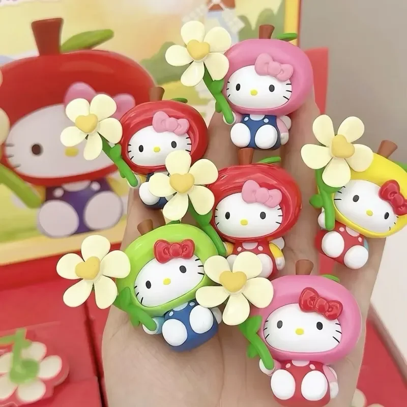 

Hello Kitty Blind Box Windmill Apple Hat Movable Figurine Car Dashboard Decor Cute Collectible Female Gift ornament DIY