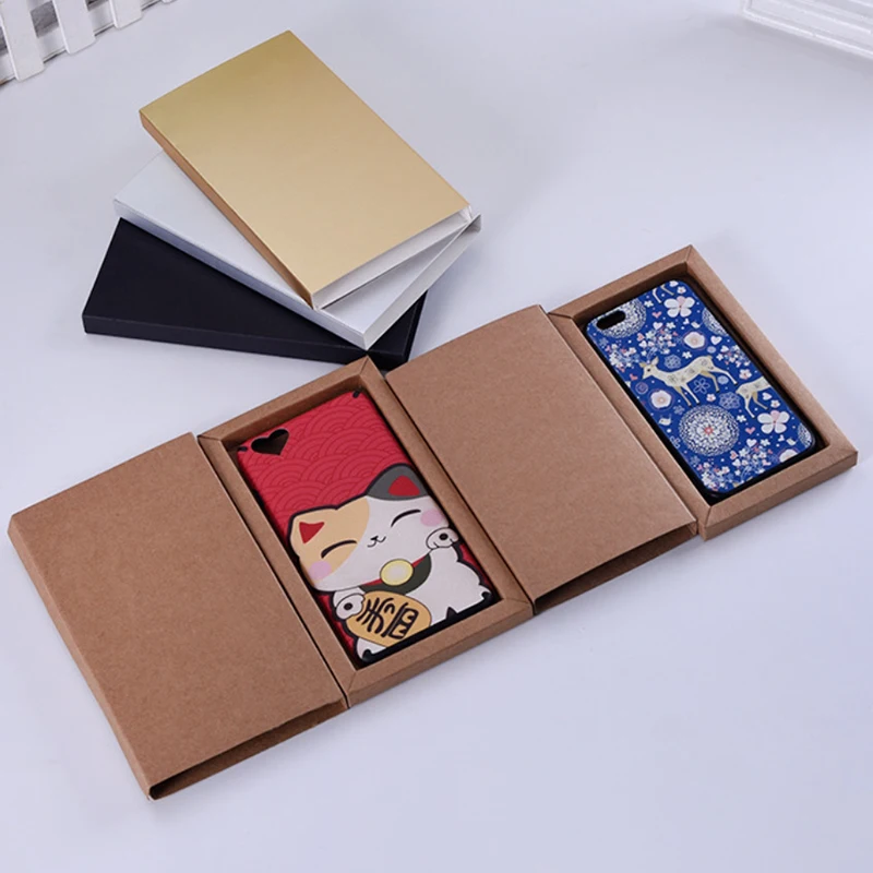 50Pack iphone X/S/14Pro Max Mobile Phone Case Kraft Packaging Box with Matte Drawer Box Crafts Display Storage Box