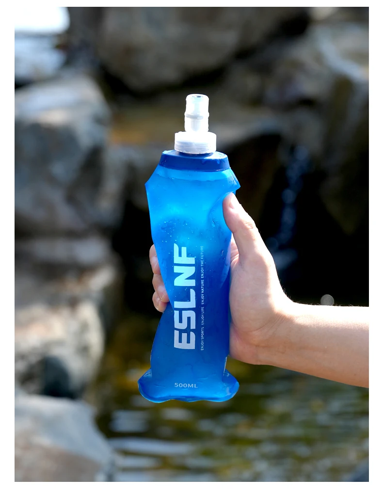 500 ml zusammenklappbare Wasserflasche, weiche Flasche, BPA-frei, faltbar, TPU, Outdoor-Sport, tragbarer Wasserbeutel für Laufen, Camping – Detail 9