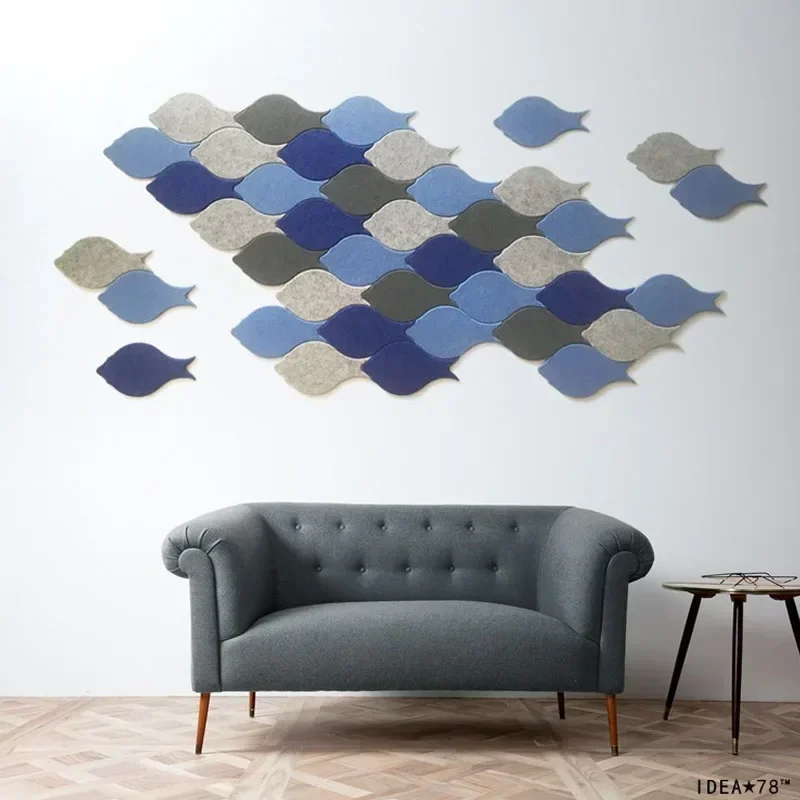 4pcs Wall Decor 3D Fish Felt Wall Stickers DIY Nordic Anti-collision Sofa TV Background Bedroom Kids Room Living Room Decoration