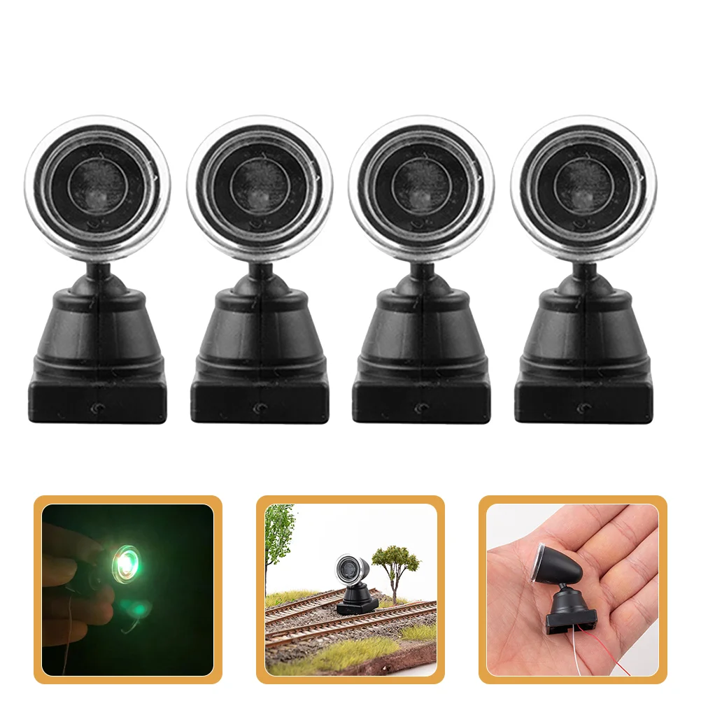 4 Pcs Traffic Light Model Lamp Miniature Lights Toy Train Dollhouse Wireless LED Spotlight Layout Simulated Signal Supply