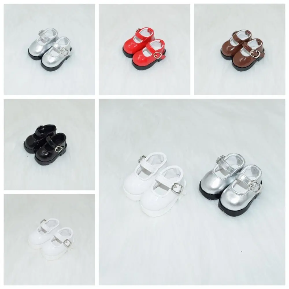 1쌍 가죽 신발 인형 캔버스 신발 메리 제인 신발 둥근 앞코 1/6 스케일 PU 가죽 신발 하이탑 5cm 1/6 BJD 인형 신발