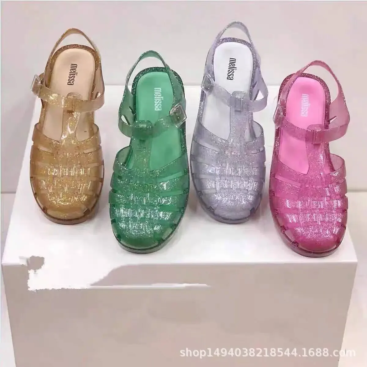 Melissa Women's Sandals 2025 New Hollow out Jelly Flat Roman Beach Shoes Head Covering Ladies Slip-On PVC Plastic Flats