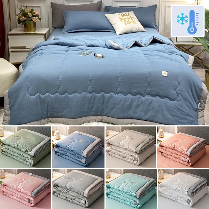 

1PC Breathable Cooling Quilt Lightweight Summer Quilt No Clumping Machine Washable Comforter for Bedroom Dorm Office Camping