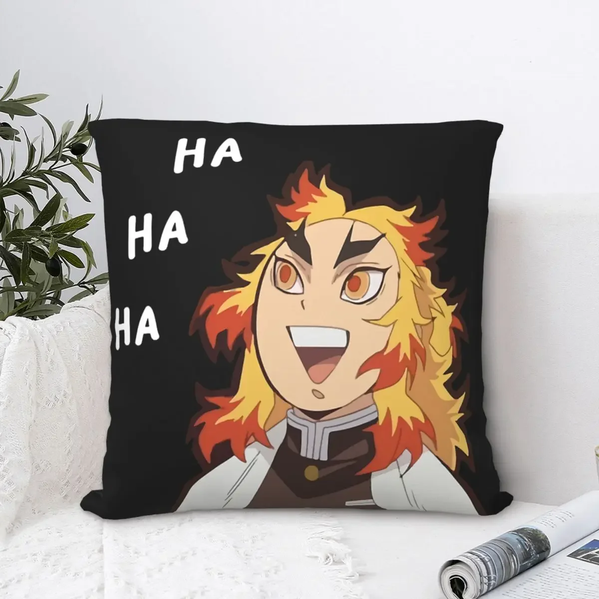 Kyojuro Rengoku Funny HA HA HA Throw Pillow Case Meme Short Plus Cushion Covers For Home Sofa Chair Decorative Backpack