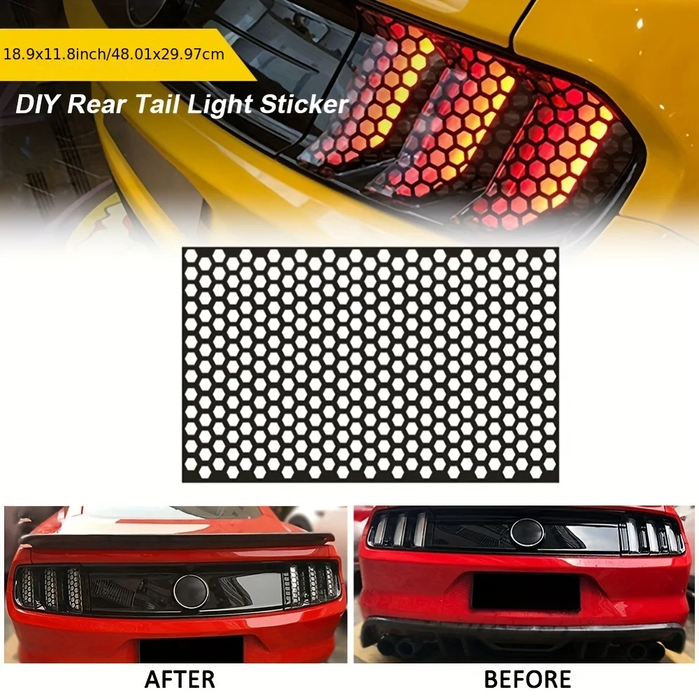 Pegatina con forma de panal para luz trasera de coche, calcomanía decorativa, pantalla de lámpara trasera