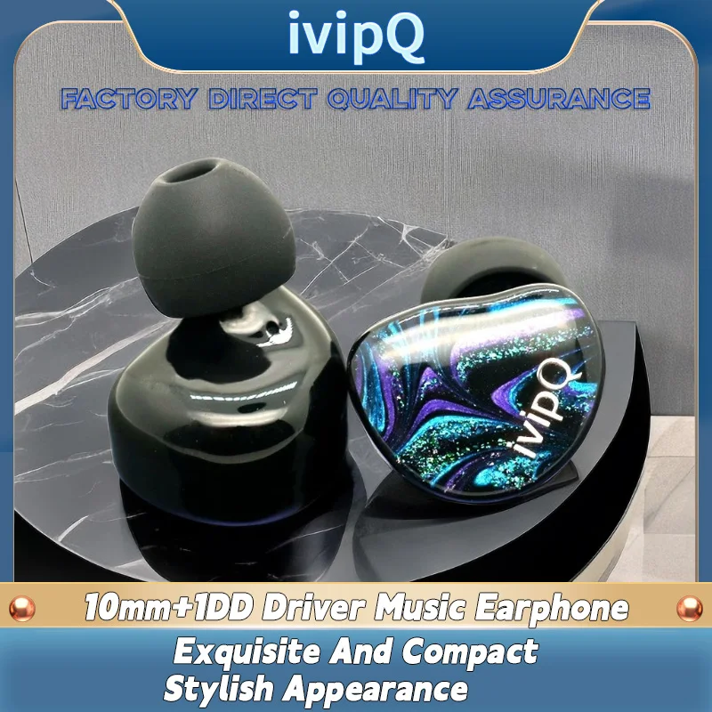 ivipQ-100 HIFI IEM 10mm+1DD Driver Music Earphone Detachable 3.5mm 0.78mm 2PIN/0.78mm Earbud Replace