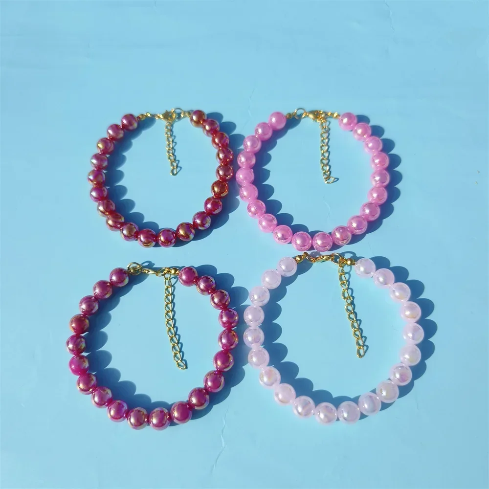 Bling Colorful Shell Solid Color Round Bead Pet Collar Alloy Elastic Rope Accessories Dog Cat Necklace for Party Ornament