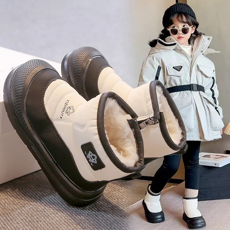 

Детские зимние сапоги, новинка 2024, зимние новые детские модные и популярные ботильоны, модные теплые короткие сапоги на плюшевом меху для девочек